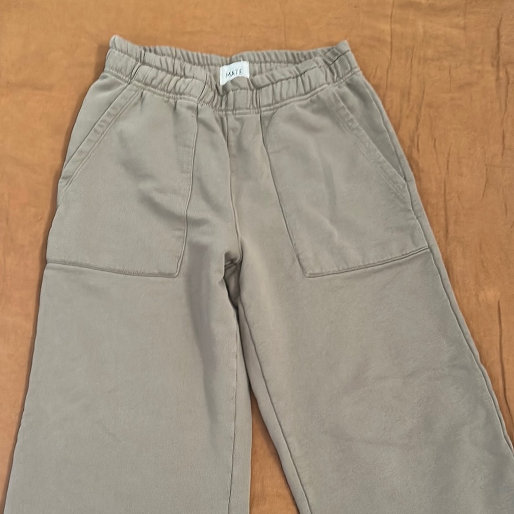 Mate the label mushroom organic cotton fleece wide leg pants with pockets
